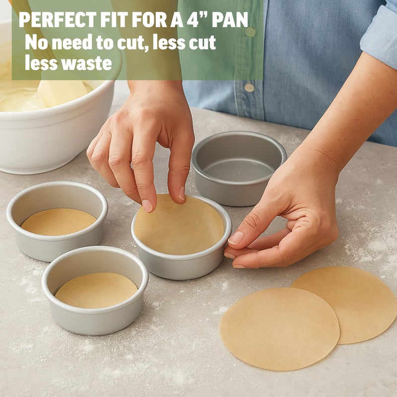 Zenlogy 4 Inch Small Parchment Paper Rounds (200 Sheets) - Unbleached, Pre-cut, High Heat, Round Liners - Fits 4 inch Small Round Pans or Great for Lining, Freezing and Storing, and Separating - Image 5